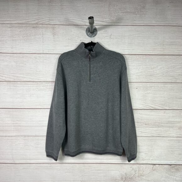 Turnbury Men's Gray Cotton Quarter Zip Pullover Sweater Size Medium - Picture 1 of 8